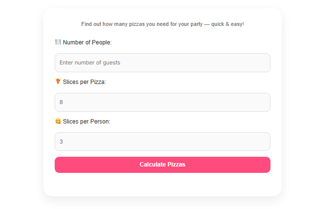 How to use the pizza calculator