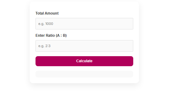 "Using Ratio Calculator to split amounts"