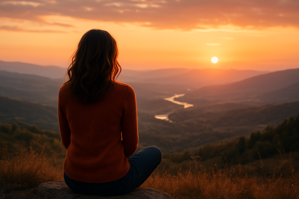 A glowing number hovering over a meditative silhouette, symbolizing self-discovery and the hidden aspects of one’s soul revealed through numerology.