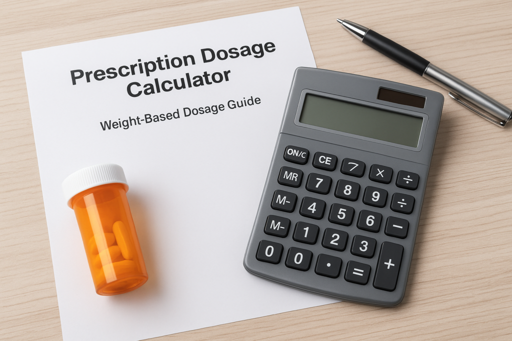 "Prescription dosage calculator for accurate weight-based medication dosing"