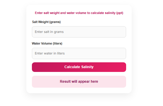 Using Salinity Calculator to measure water salinity