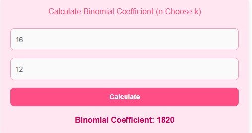 Binomial Coefficient Calculator – Calculate n Choose k Online Instantly