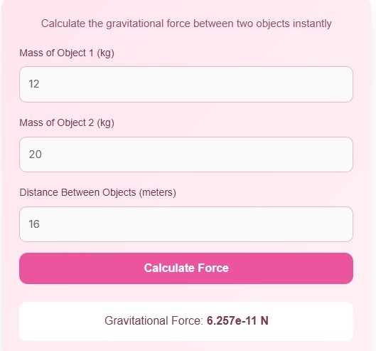 Gravitational Force Calculator