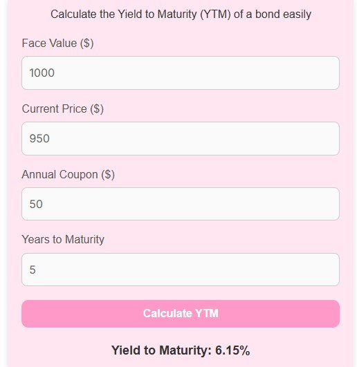 Yield to Maturity Calculator