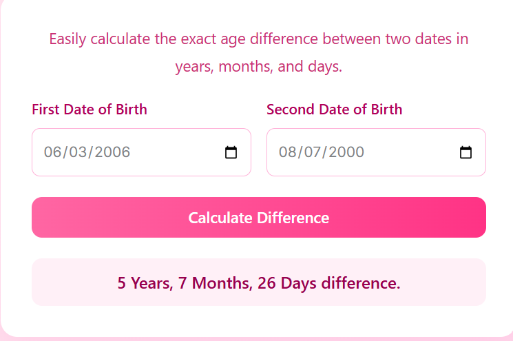Age Difference Calculator