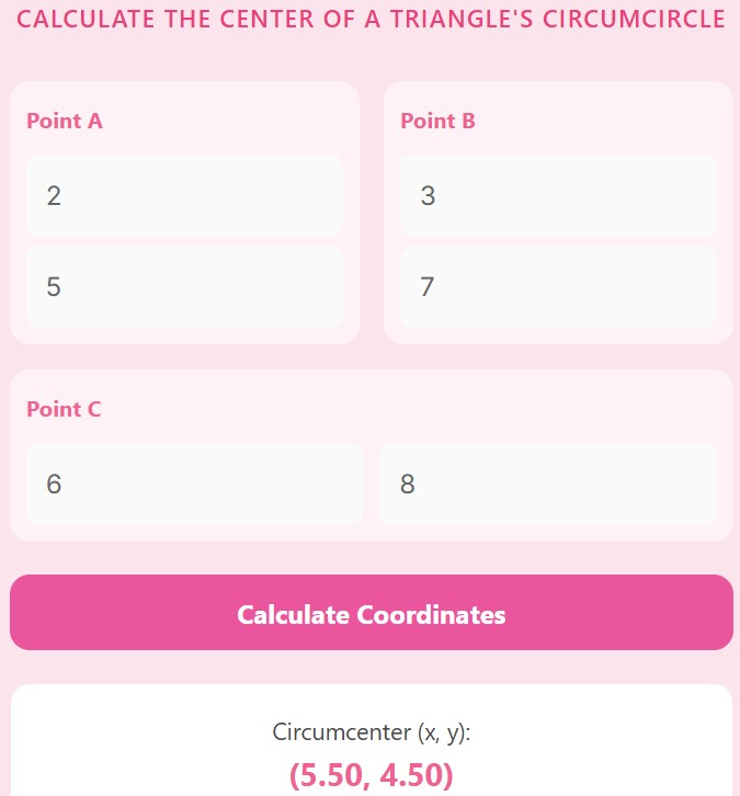 Circumcenter Calculator