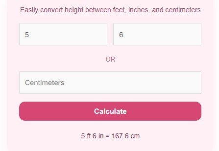 Height Calculator – Convert Feet & Inches to CM Online