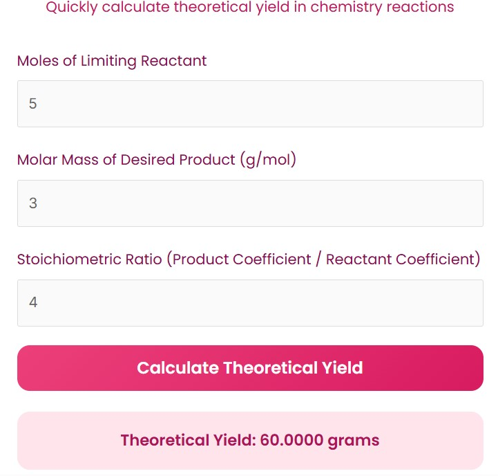 Theoretical Yield Calculator