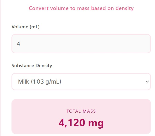 ml to mg Calculator