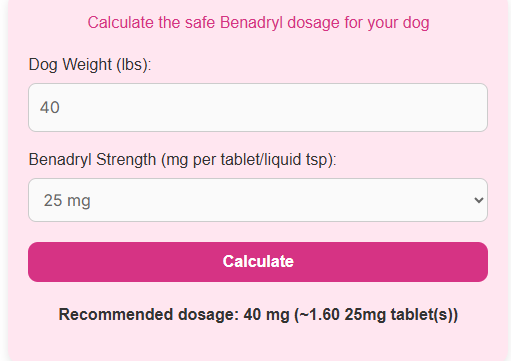 Benadryl Dosage Calculator for Dogs – Safe & Accurate Dog Allergy Relief