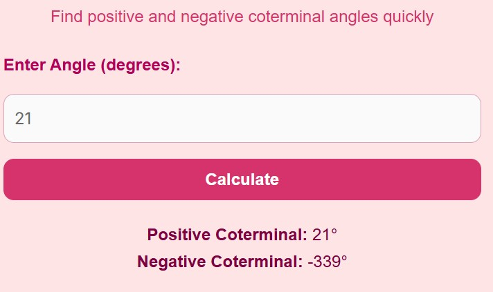 Coterminal Angle Calculator