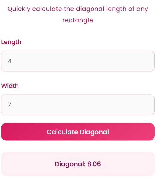 Diagonal of a Rectangle Calculator