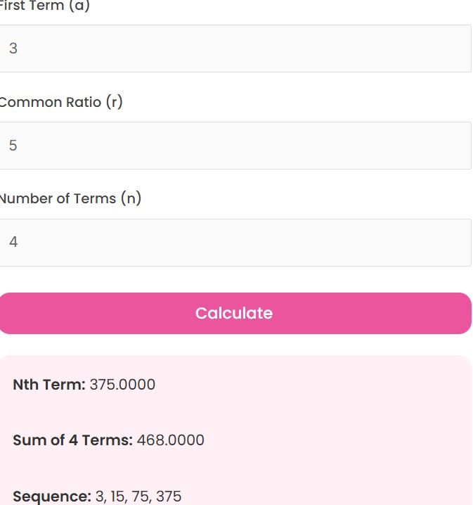 Geometric Sequence Calculator