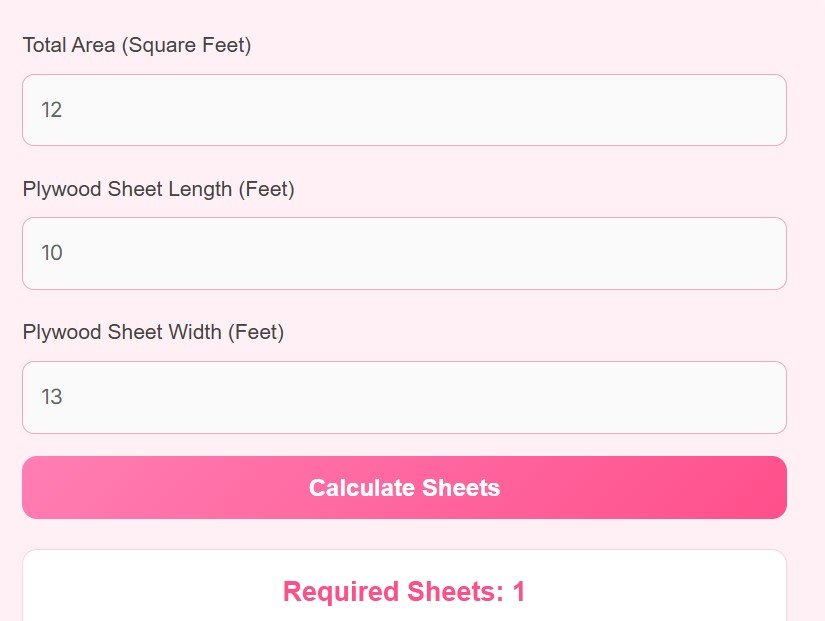 Plywood Calculator Estimate Sheets Needed for Your Project