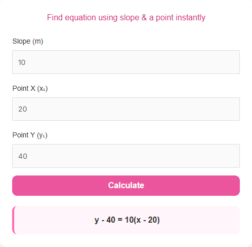 Point Slope Form Random Point Slope Form Calculator – Instantly Find Linear Equations with Ease