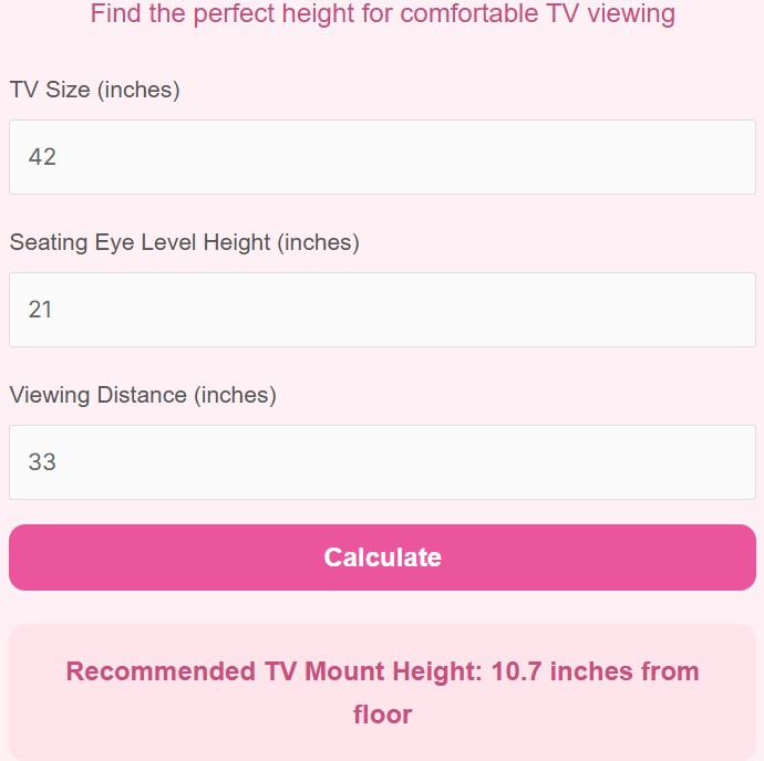 TV Mounting Height Calculator