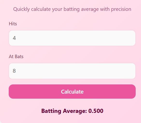 Batting average calculator