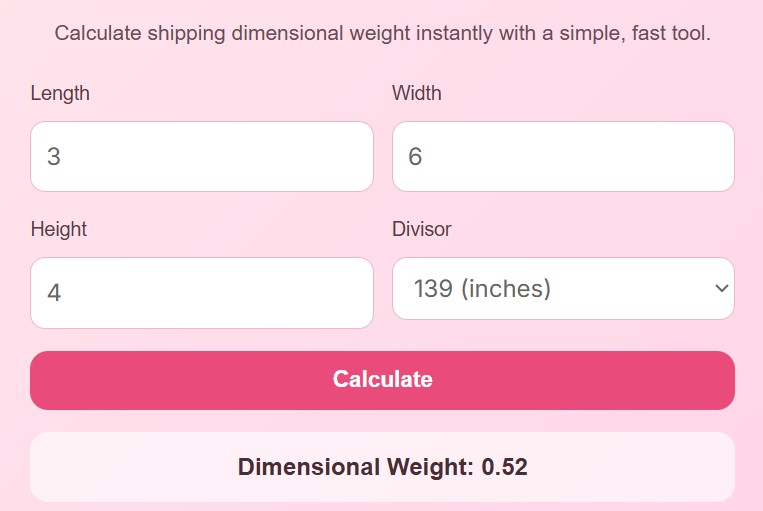 Dimensional Weight Calculator