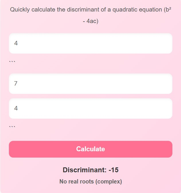 Discriminant Calculator