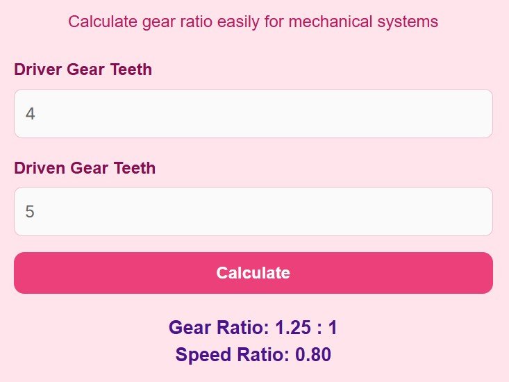 Gear Ratio Calculator Accurate & Easy Online Tool
