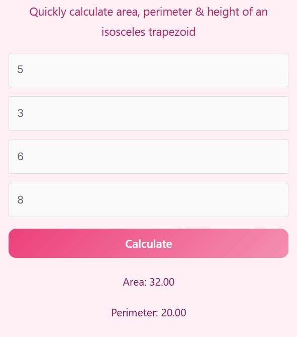 Isosceles Trapezoid Calculator