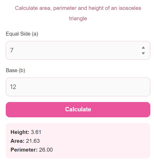 Isosceles Triangle Calculator