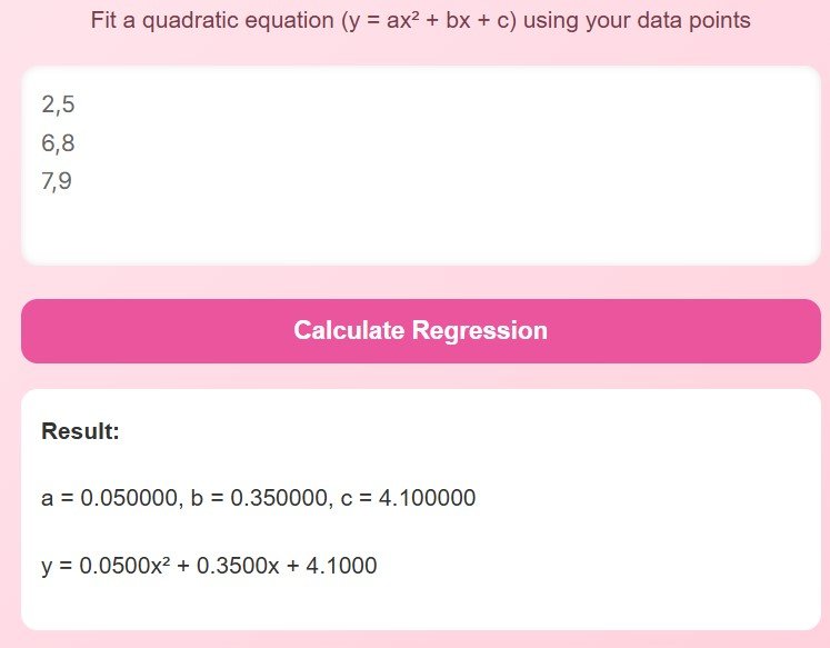 Quadratic Regression Calculator Best Fit Curve Solver
