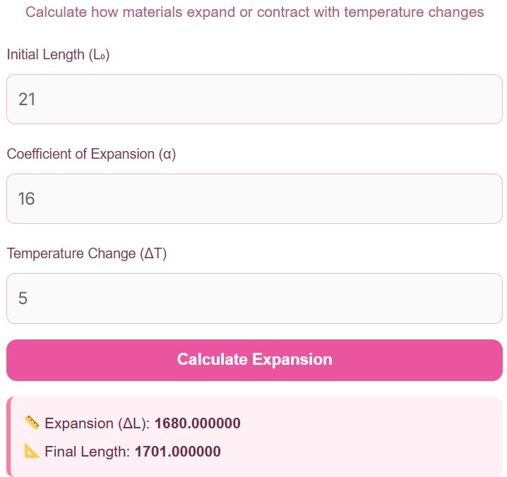 Thermal Expansion Calculator