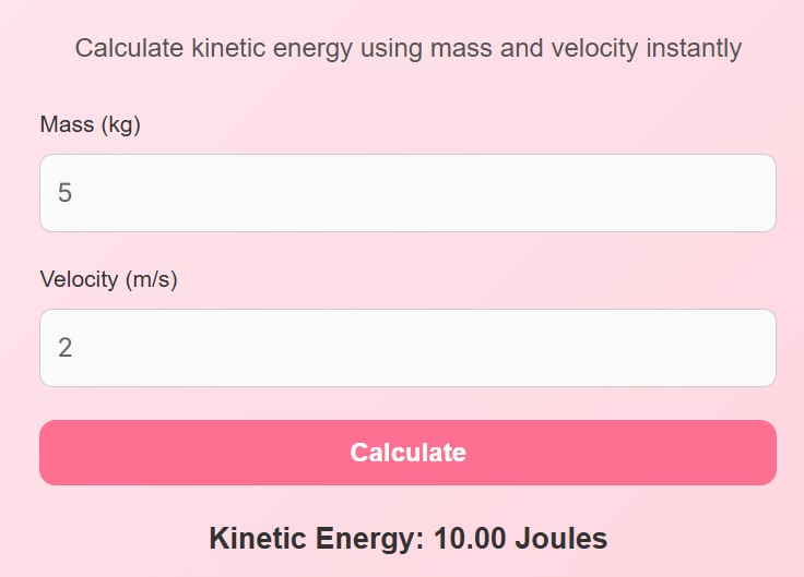 kinetic energy calculator