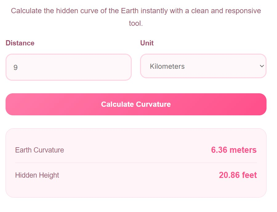 Earth cravature calculator
