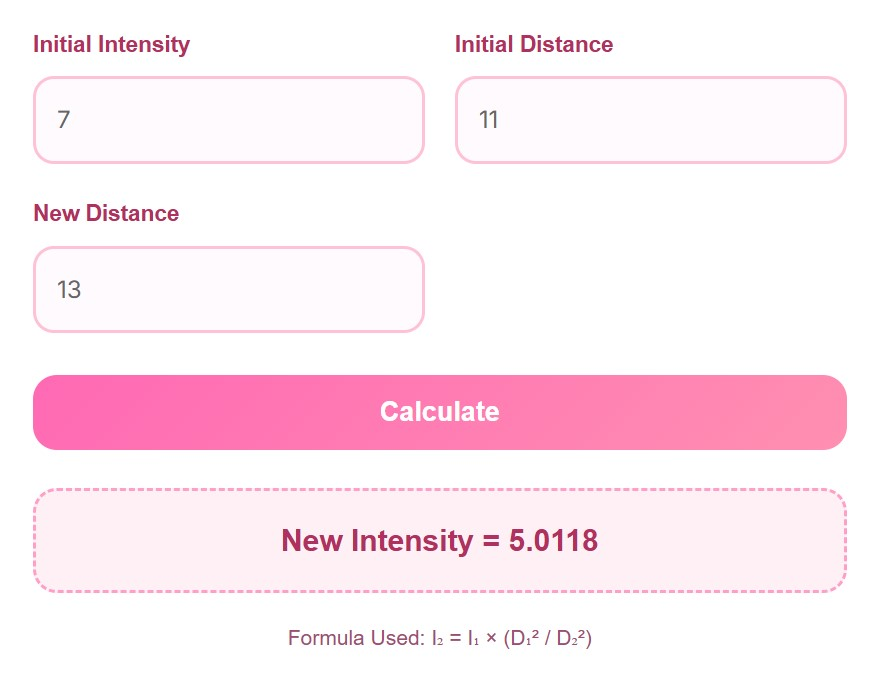 Inverse square law calculator