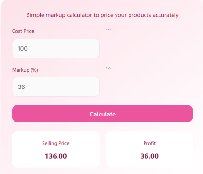 Markup Calculator – Instantly Calculate Selling Price & Profit